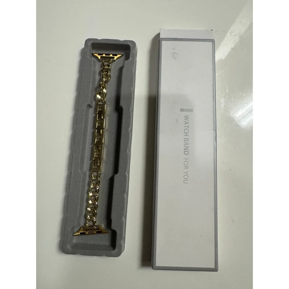 Gold Chain Link Watch Band for Apple Watch Jewelry Style Replacement Strap